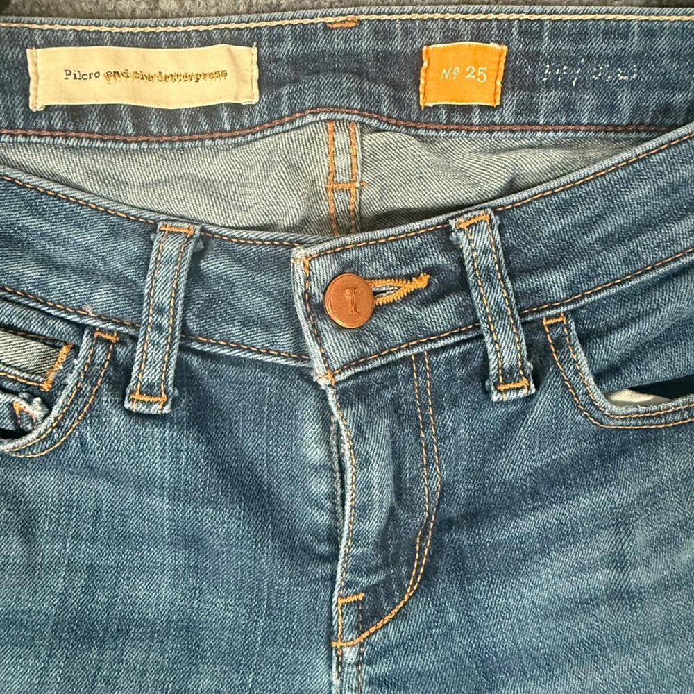 Pilcro and the Letterpress Ankle Skinny Jeans Distressed Denim Size 25 Indie